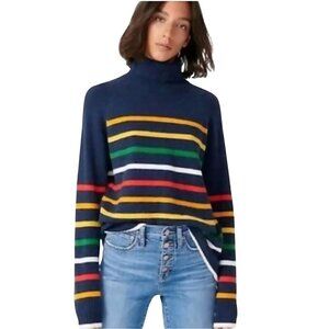 J.Crew Turtleneck Sweater Supersoft Yarn Wool Alpaca Blend Multi Stripe Size M